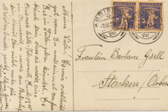 Postkarte geschrieben von Lina Gremminger, 07.03.1927, Rückseite